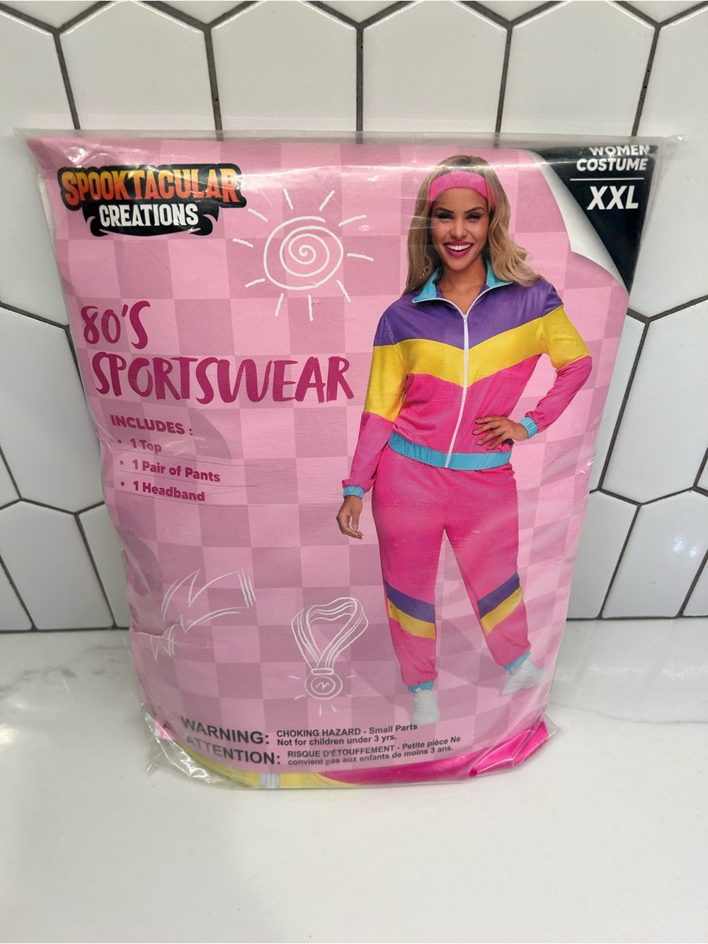 Women's 80's Pink Sportswear Costume - XXL